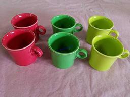 6-Fiestaware and 6-Fire King Coffee Cups