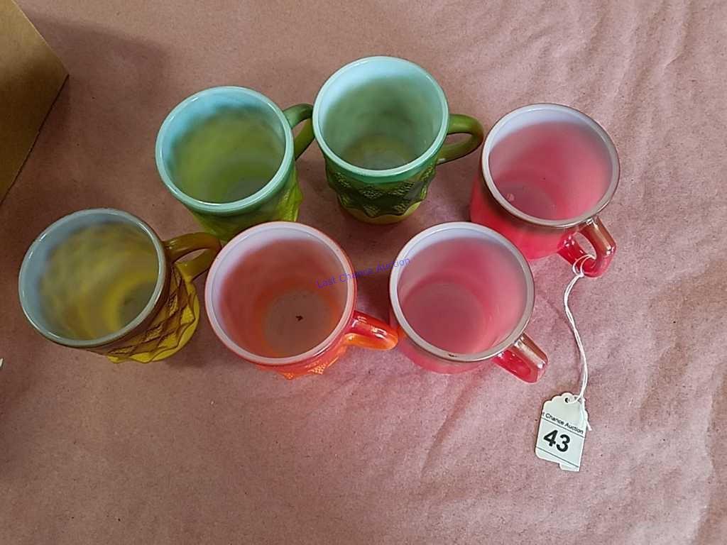 6-Fiestaware and 6-Fire King Coffee Cups