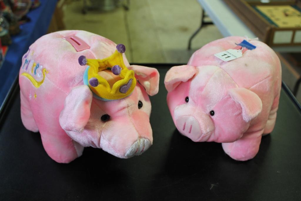 Lot of 2 Plush Piggy Banks