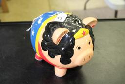 Ceramic Wonder Woman Piggy Bank