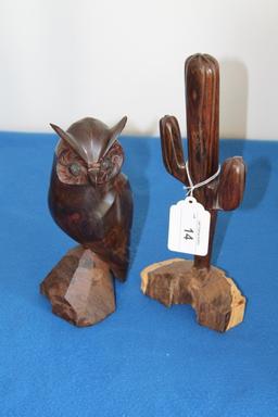 12" Ironwood Cactus and Ironwood Owl