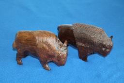 Pair of 5" Tall Ironwood Buffalo