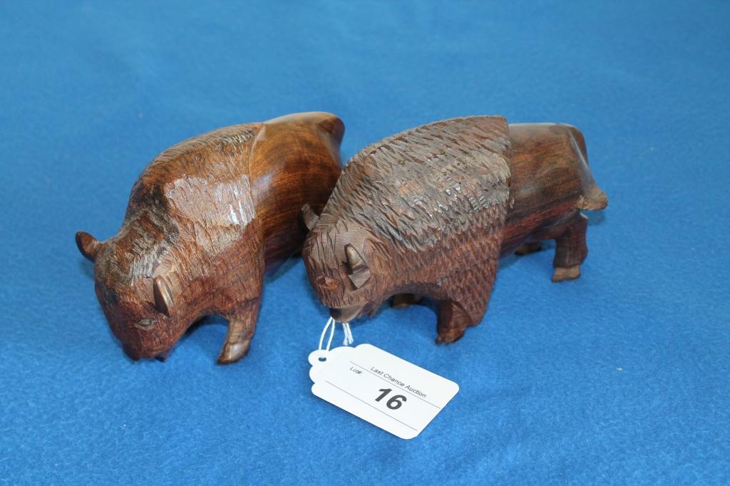 Pair of 5" Tall Ironwood Buffalo