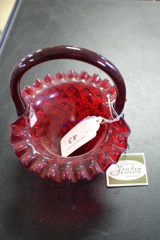 Fenton Red Glass Basket