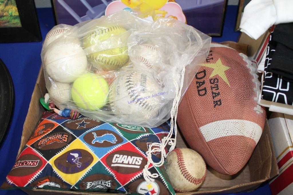 Lot of Misc T-Shirts, Sports Balls,Crown Bags