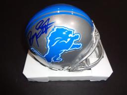 Barry Sanders Detroit Lions Autographed Riddell Mini Helmet w/GA coa