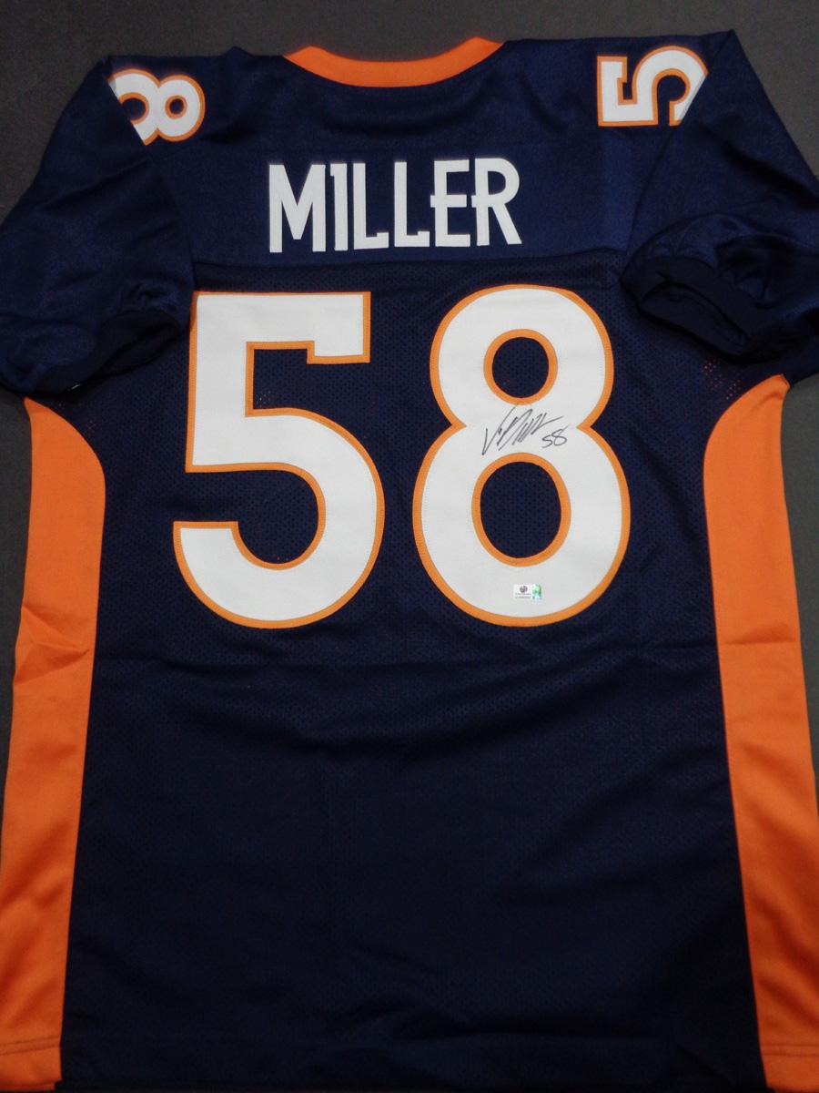 Von Miller Denver Broncos Autographed Custom Blue Style Jersey w/GA coa