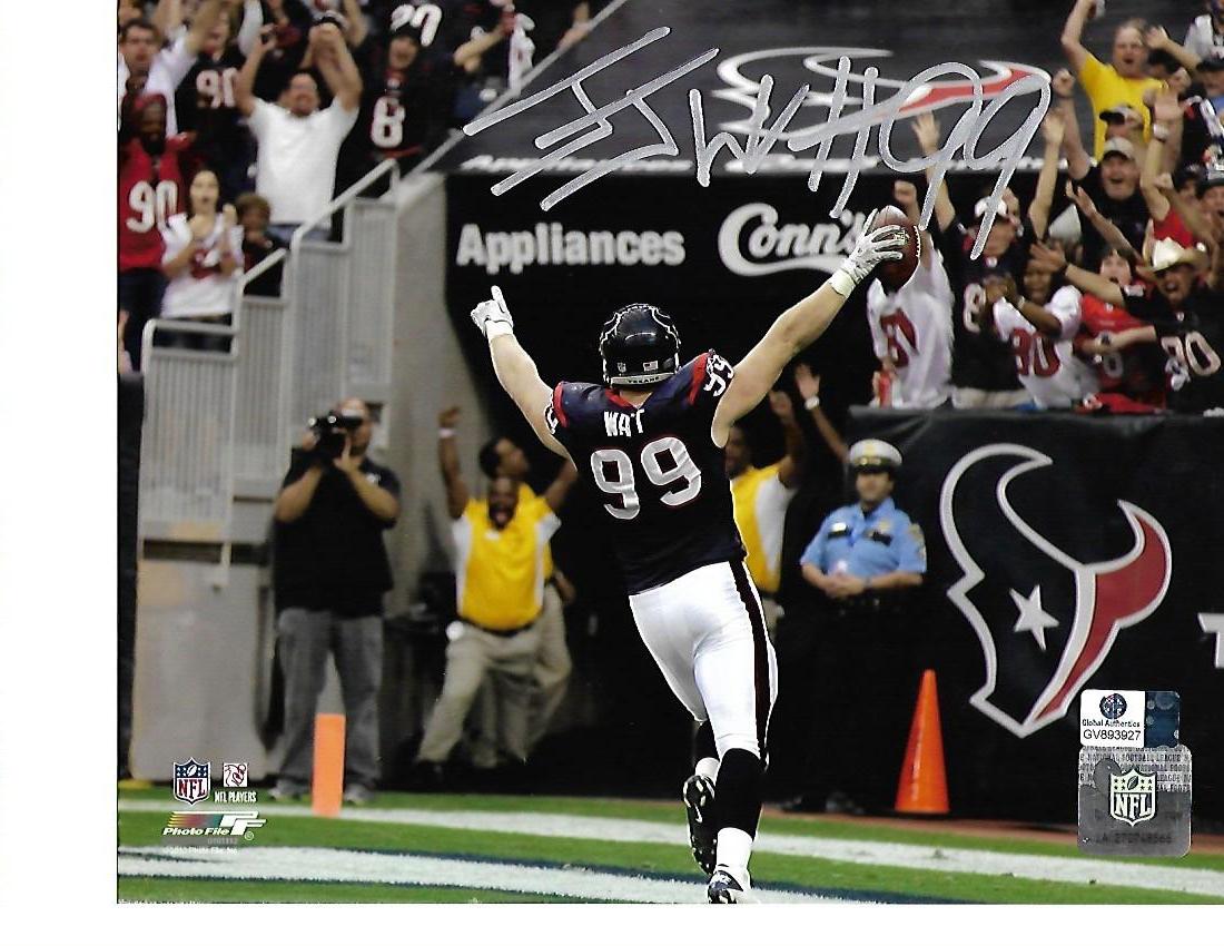 J.J. Watt Houston Texans Autographed 8x10 End Zone Celebration Photo w/GA coa