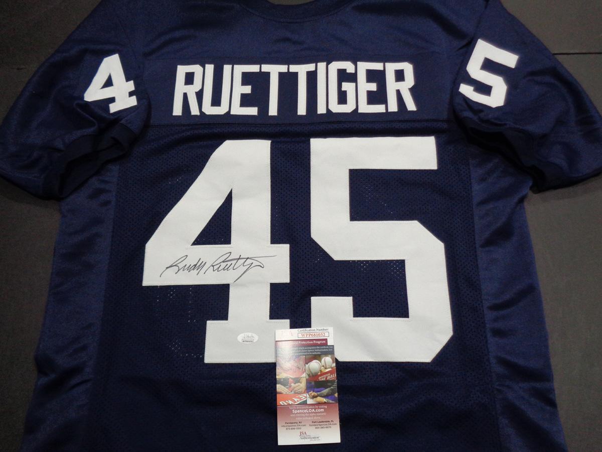 Rudy Ruettiger Notre Dame Autographed Custom Blue Jersey w/JSA W coa