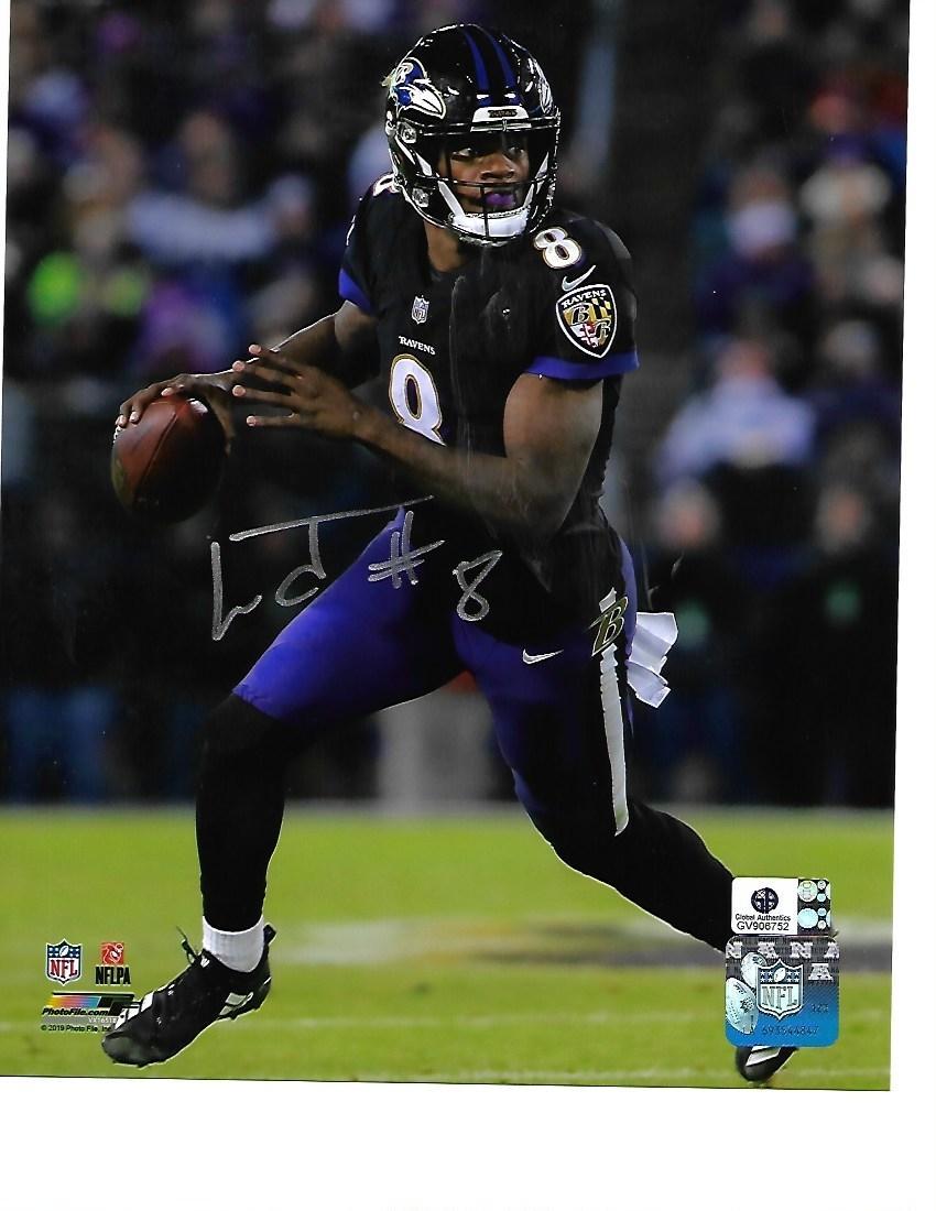 Lamar Jackson Baltimore Ravens Autographed 8x10 Black Jersey Photo w/GA coa