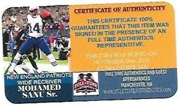 Mohamed Sanu Sr. New England Patriots Autographed 8x10 Spotlite Photo w/Full Time coa