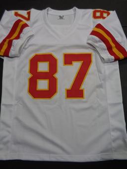 Travis Kelce Kansas City Chiefs Autographed Custom White Football Style Jersey w/GA coa