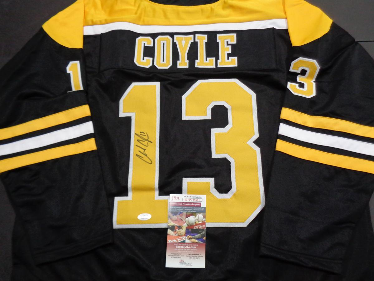 Charlie Coyle Boston Bruins Autographed Custom Home Black Hockey Style Jersey w/JSA W coa