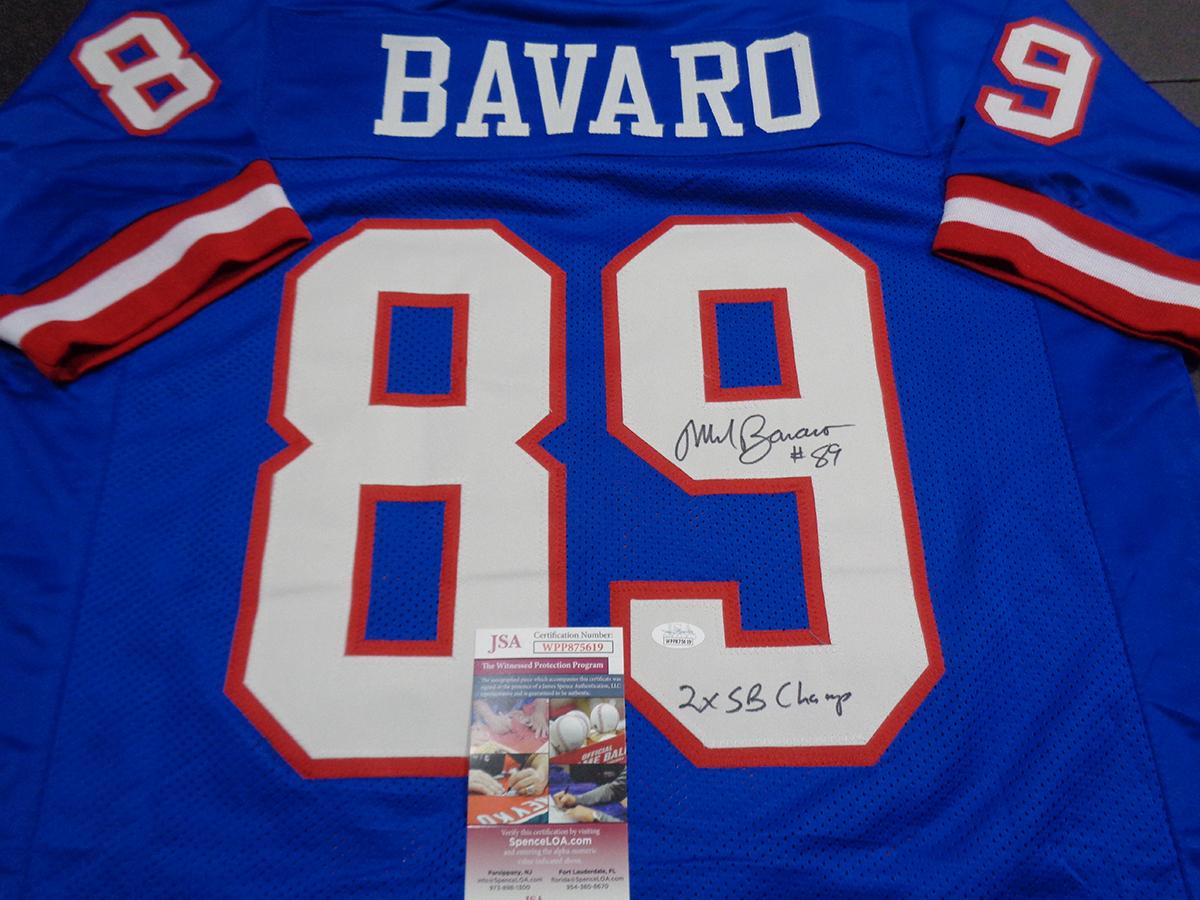 Mark Bavaro New York Giants Autographed Custom Blue Football Style Jersey w/JSA W coa