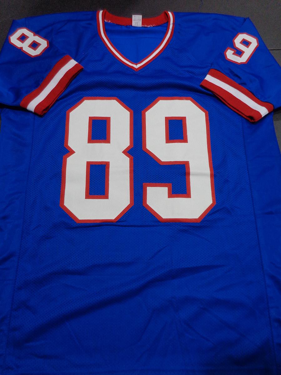 Mark Bavaro New York Giants Autographed Custom Blue Football Style Jersey w/JSA W coa