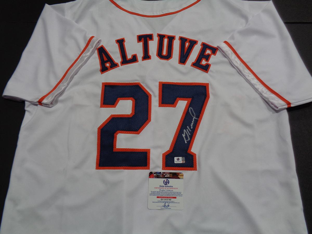 Jose Altuve Houston Astros Autographed Custom White Baseball Style Jersey w/GA coa