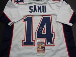 Mohamed Sanu New England Patriots Autographed Custom White Football Style Jersey w/GA coa