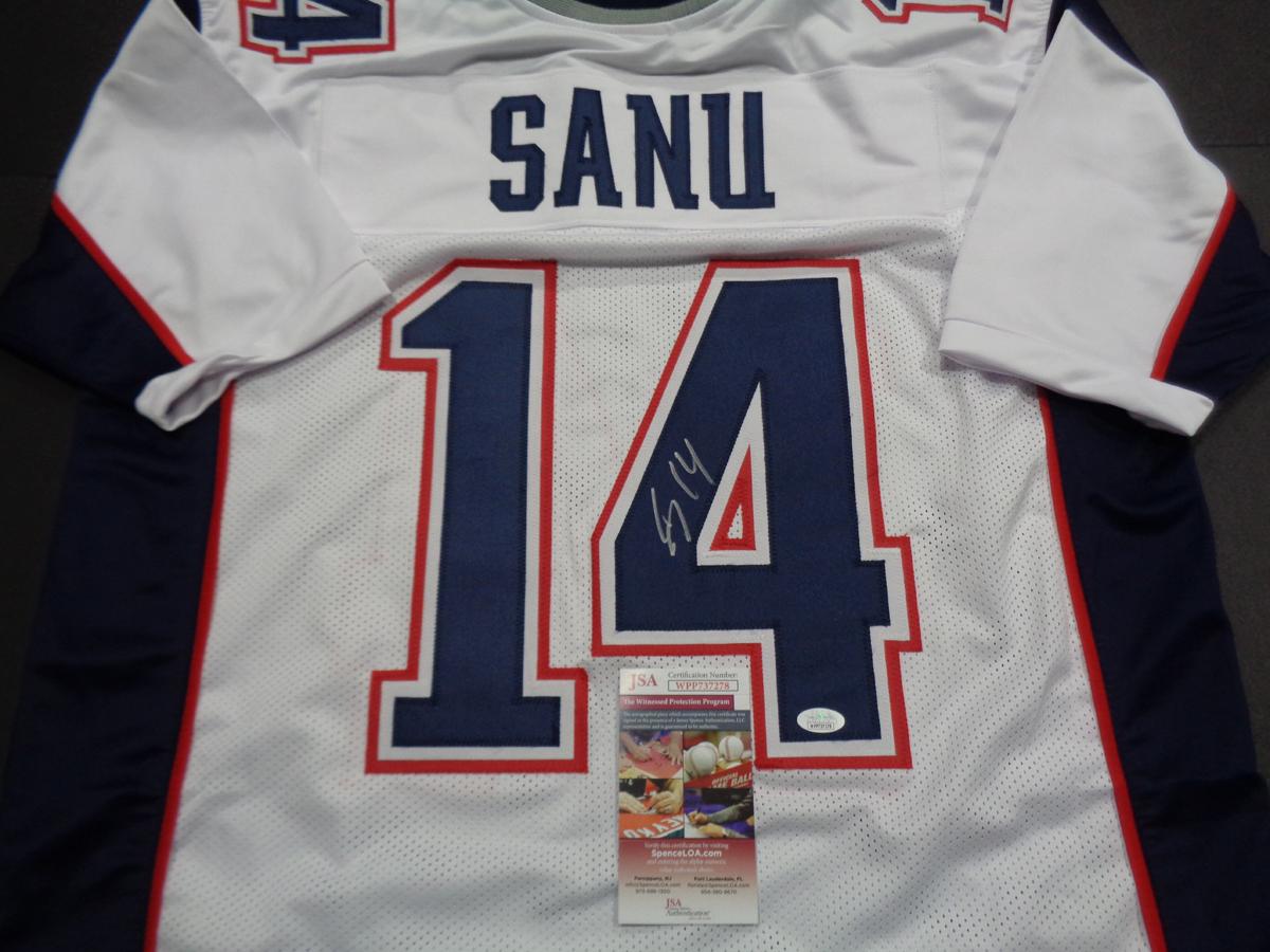 Mohamed Sanu New England Patriots Autographed Custom White Football Style Jersey w/GA coa