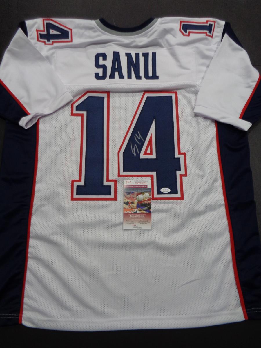 Mohamed Sanu New England Patriots Autographed Custom White Football Style Jersey w/GA coa