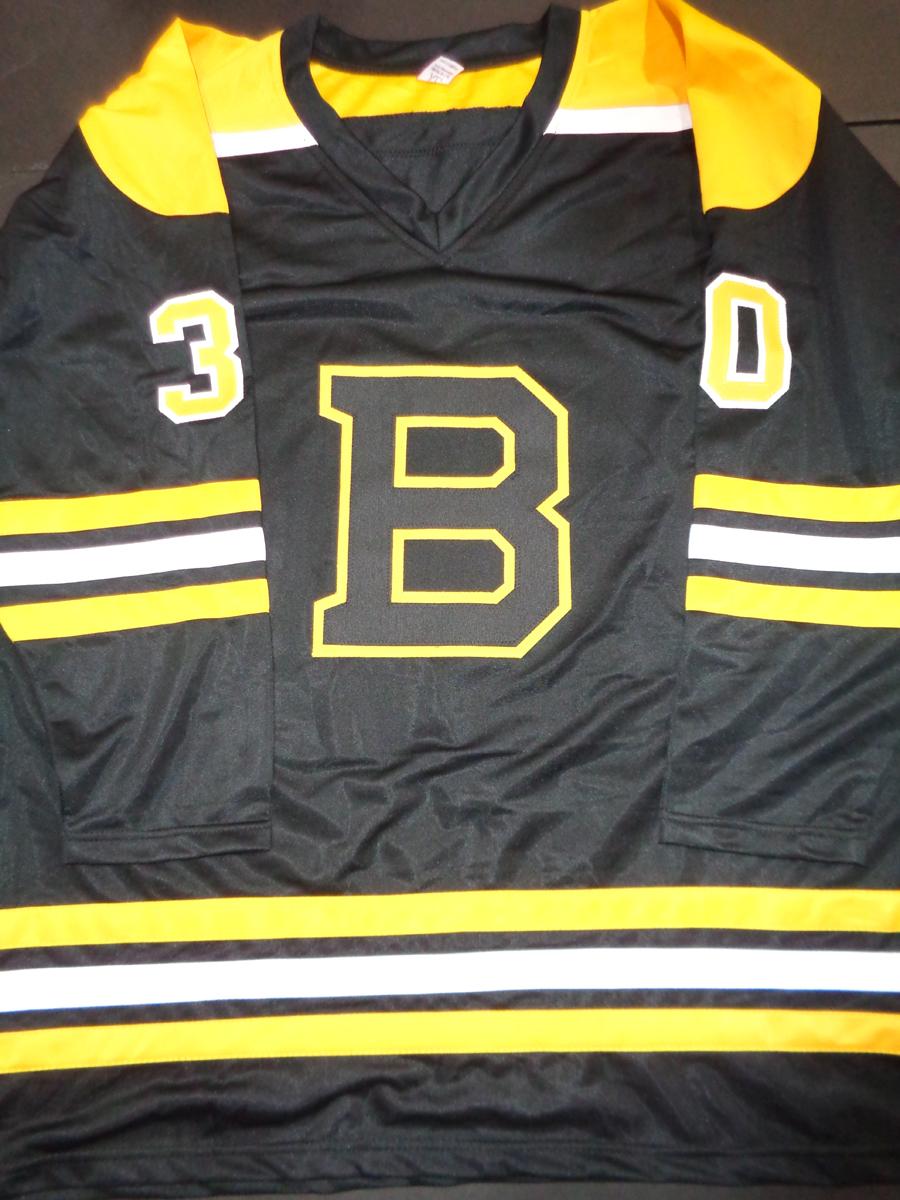 Gerry Cheevers Boston Bruins Autographed Custom Black Hockey Style Jersey w/JSA W coa