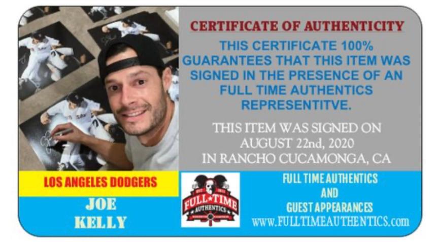 Joe Kelly Los Angeles Dodgers Autographed 8x10 Stare down Correa Photo w/Full Time Auth coa