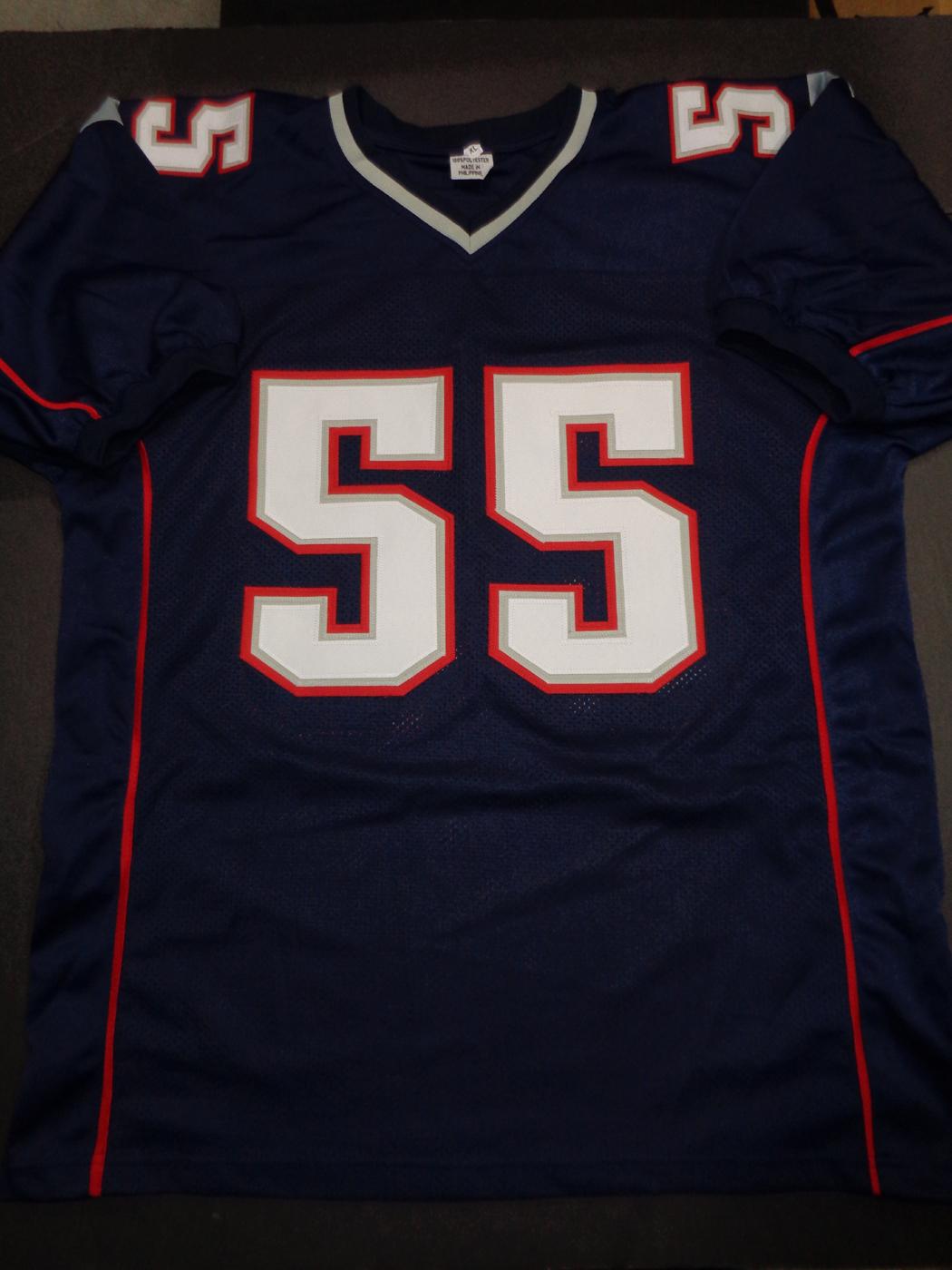 Willie McGinest New England Patriots Autographed Custom Blue Football Style Jersey w/JSA W coa