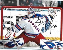 Henrik Lundqvist New York Rangers Autographed 8x10 In goal Photo w/ GA coa