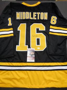 Rick Middleton Boston Bruins Autographed Custom Road Black Hockey Style Jersey w/JSA W coa