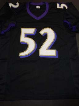 Ray Lewis Baltimore Ravens Autographed Custom Black Football Style Jersey w/GA coa