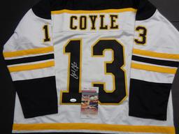 Charlie Coyle Boston Bruins Autographed Custom Road White Hockey Style Jersey w/JSA W coa