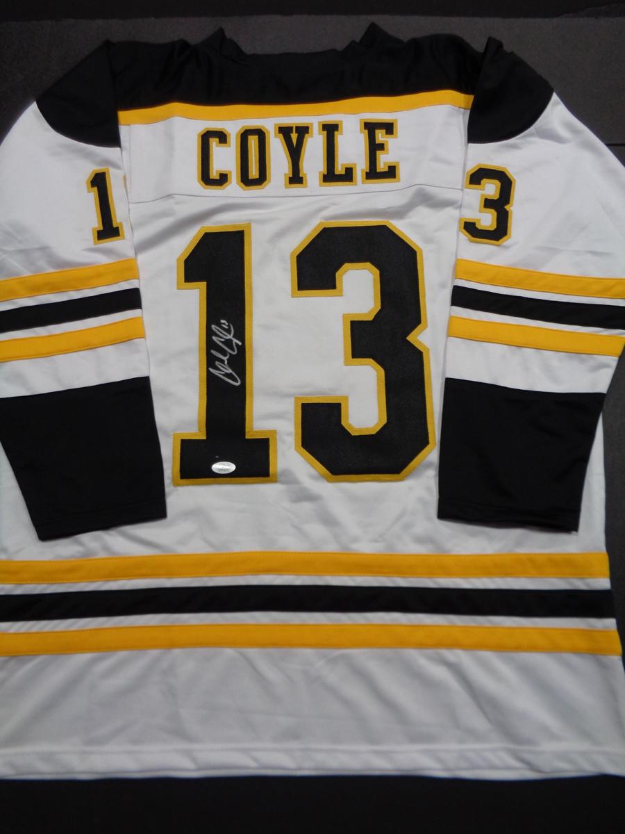 Charlie Coyle Boston Bruins Autographed Custom Road White Hockey Style Jersey w/JSA W coa