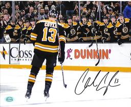 Charlie Coyle Boston Bruins Autographed 8x10 Bench Photo w/Full Time coa