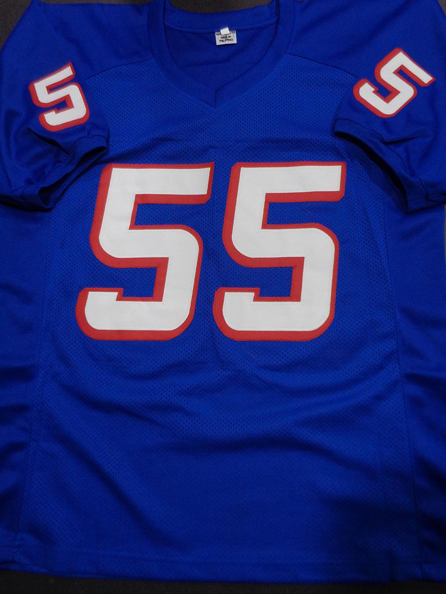 Willie McGinest NE Patriots Autographed & Inscribed Custom TB Blue Jersey w/JSA W coa