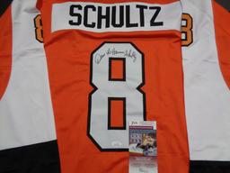 Dave Schultz Philadelphia Flyers Autographed Custom Hockey Jersey JSA W coa