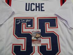 Josh Uche New England Patriots Autographed Custom Football Style Jersey JSA W coa