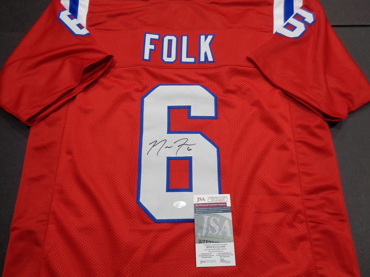 Nick Folk New England Patriots Autographed Custom Football Jersey JSA W coa