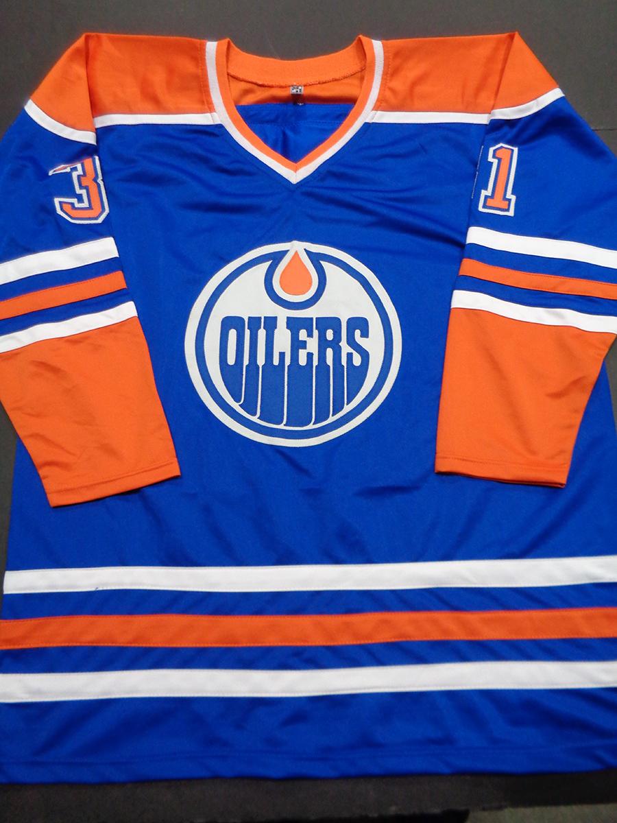 Grant Fuhr Edmonton Oilers Autographed & Inscribed Custom Hockey Jersey JSA W coa