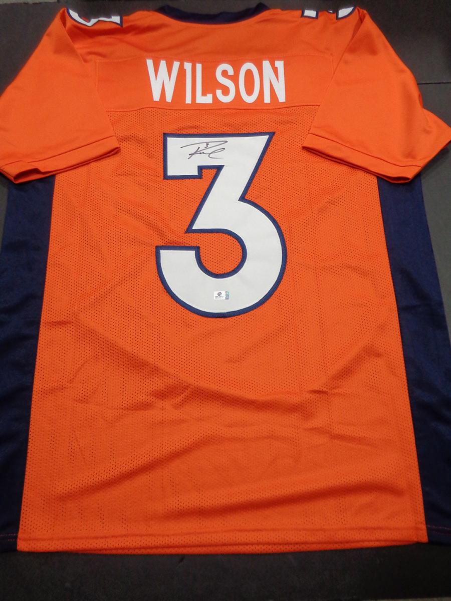 Russell Wilson Denver Broncos Autographed Custom Football Jersey GA coa