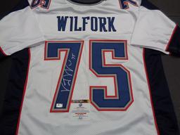 Vince Wilfork New England Patriots Autographed Custom Football Jersey GA coa