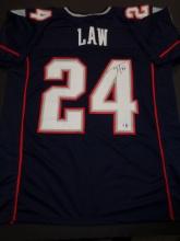 Ty Law New England Patriots Autographed Custom Football Jersey GA coa