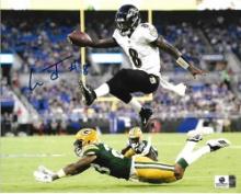 Lamar Jackson Baltimore Ravens Autographed 8x10 Photo GA coa