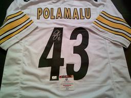 Troy Polamalu Pittsburgh Steelers Autographed Custom Football Jersey GA coa