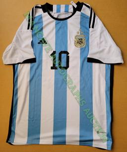 Lionel Messi Argentina Autographed 2022-23 FIFA World Cup Soccer Jersey GA coa