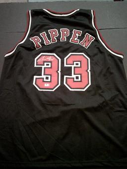 Scottie Pippen Chicago Bulls Autographed Custom Basketball Jersey GA coa