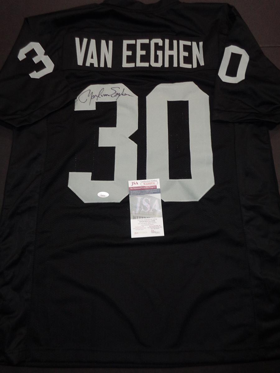 Mark Van Eeghan Oakland Raiders Autographed Custom Football Jersey JSA W coa