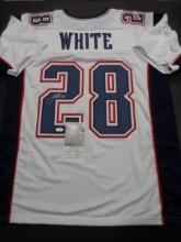 James White New England Patriots Autographed Custom Football Jersey JSA W coa