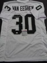 Mark Van Eeghan Oakland Raiders Autographed Custom Football Jersey JSA W coa