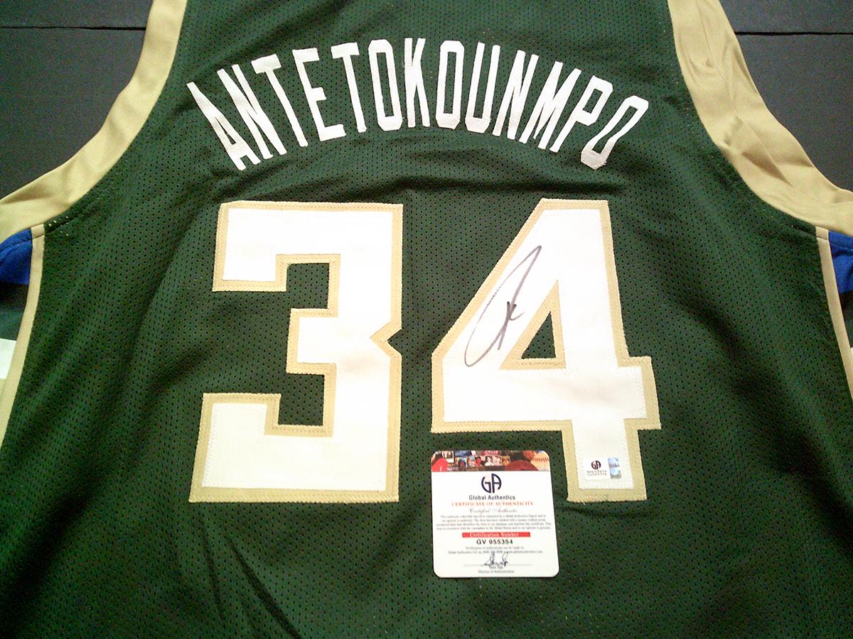 Giannis Antetokounmpo Milwaukee Bucks Custom Basketball Jersey GA coa