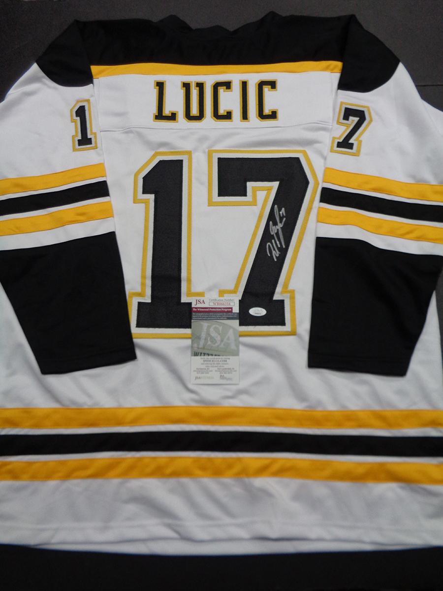 Milan Lucic Boston Bruins Autographed Custom Hockey Jersey JSA W coa