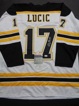 Milan Lucic Boston Bruins Autographed Custom Hockey Jersey JSA W coa